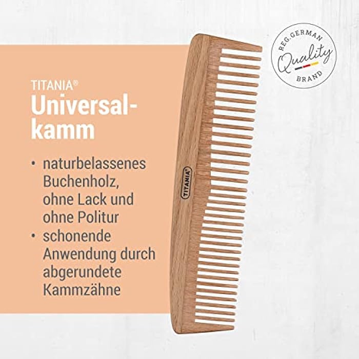 Titania Medium-Sized anti-Static Wooden Hair Comb - Image 3